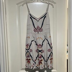 Free People White Dress with Multicolor Embroidery